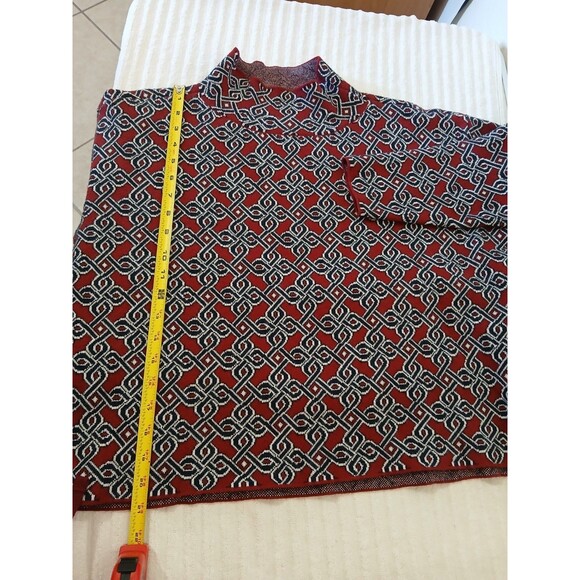 Anthropologie Maeve Sweater Size Small Red Geometric Long Sleeve Mock Neck - Picture 8 of 15